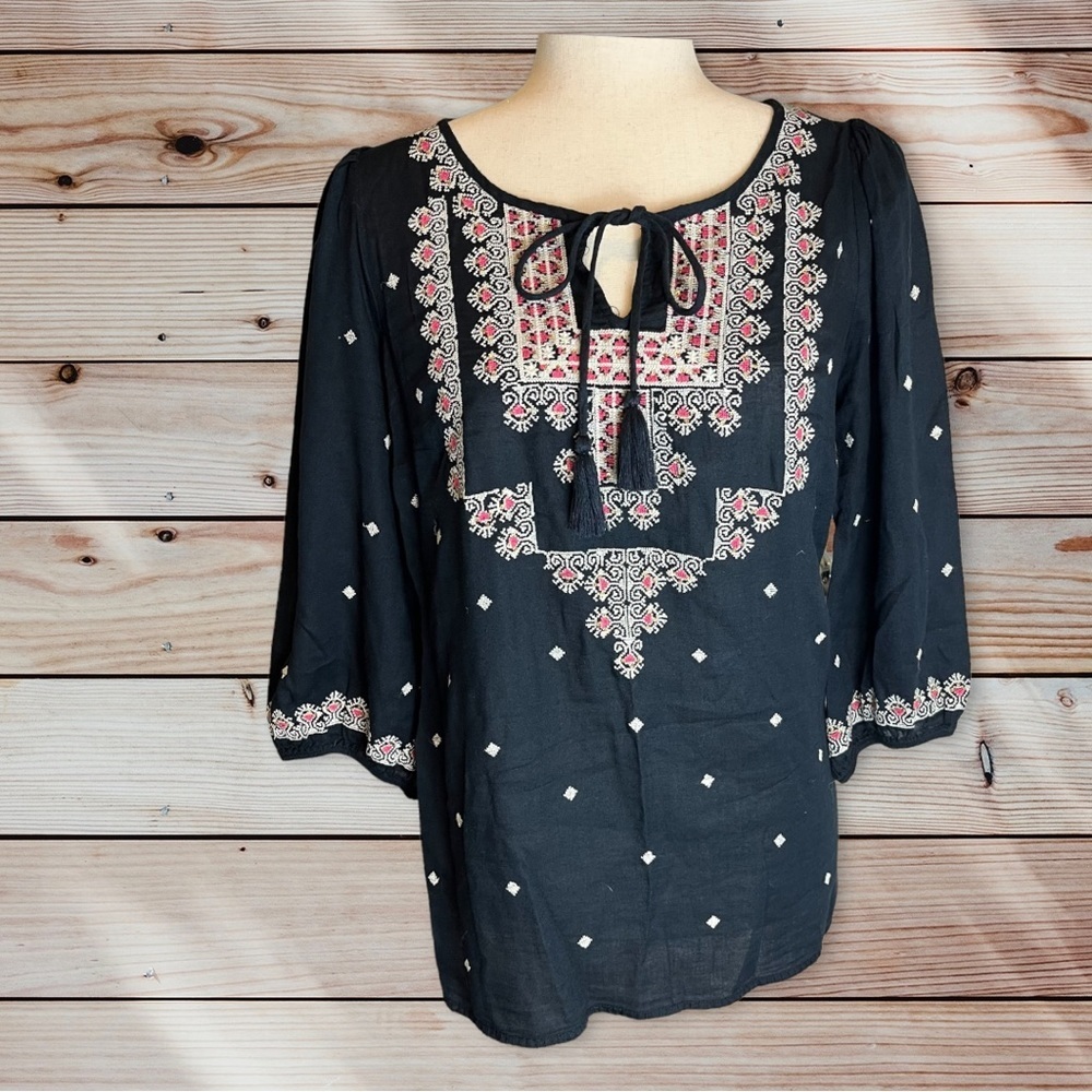 Anthropologie‎ Embroidered boho peasant blouse size S
